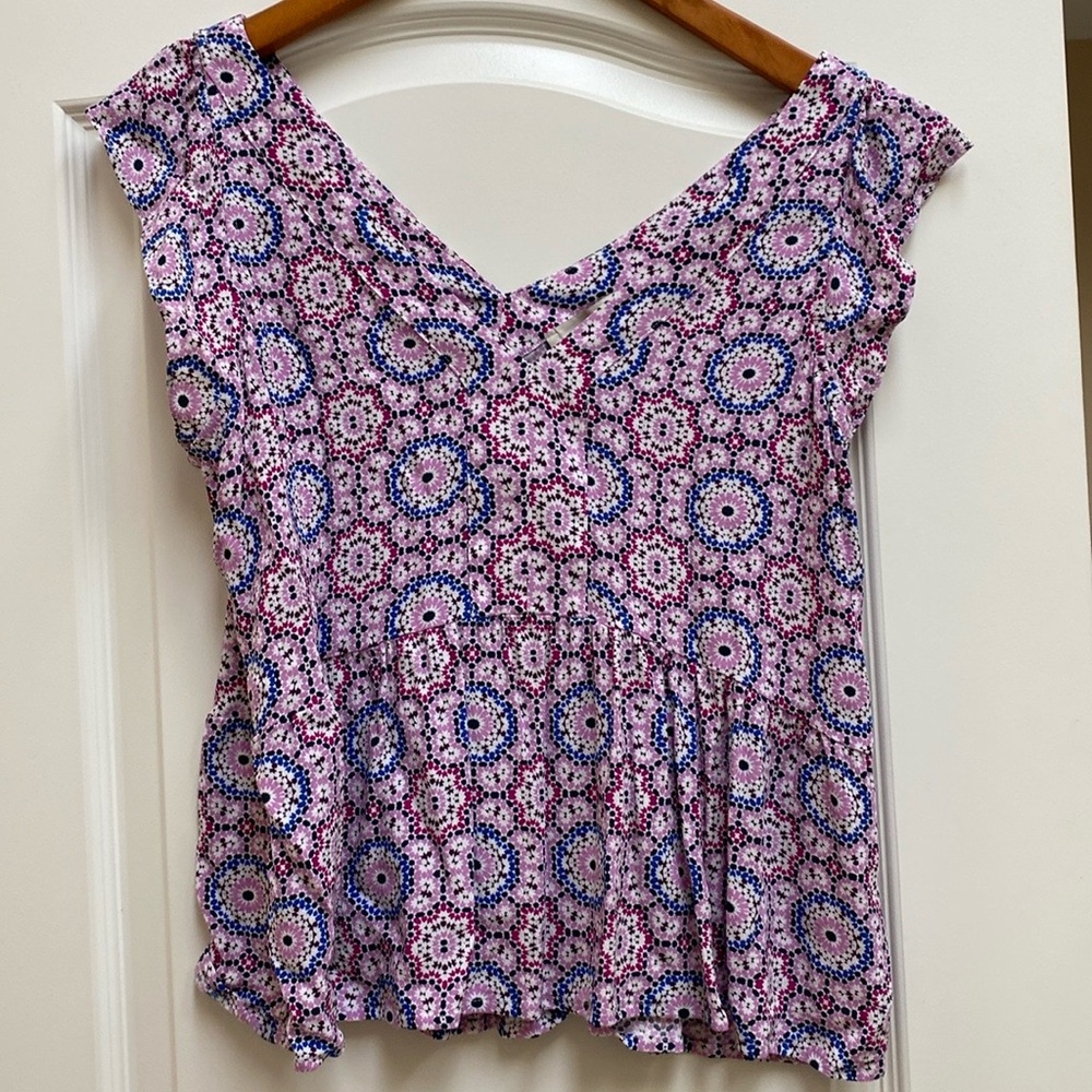 LOFT Multicolor Geometric Print Blouse